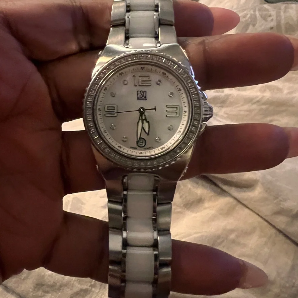 ESQ by Movado Swiss quartz stainless steel and white ceramic watch